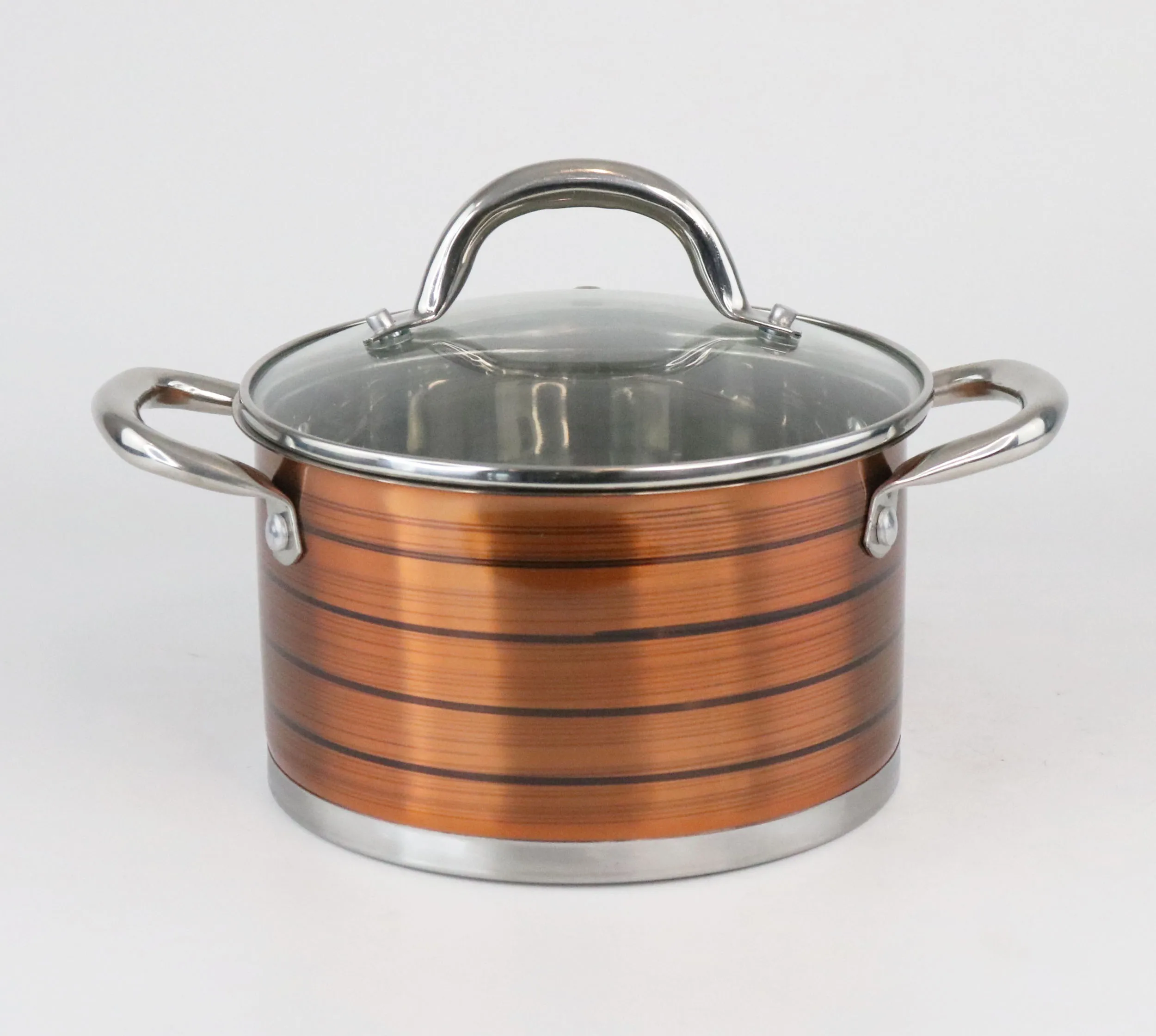 12 Pcs C Shape clear Glass Lid Kitchen Accessories Cookware Sets Stainless Steel Kitchen Ware Casserole Cooking Pot