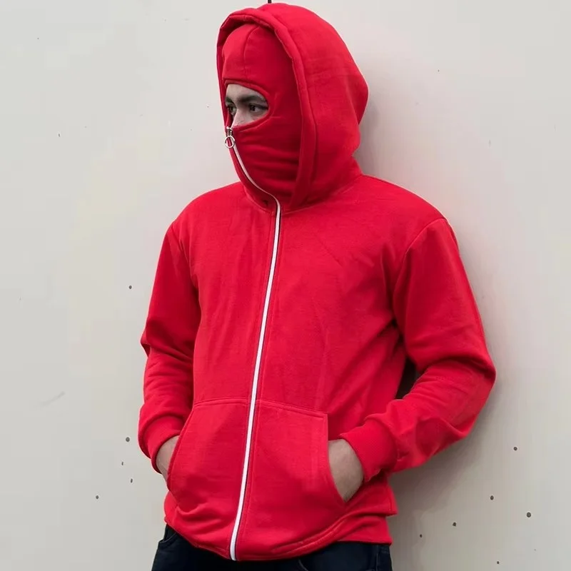 Custom Fleece Ninja Full Zip Hoodie - Men's Double Cap Balaclava