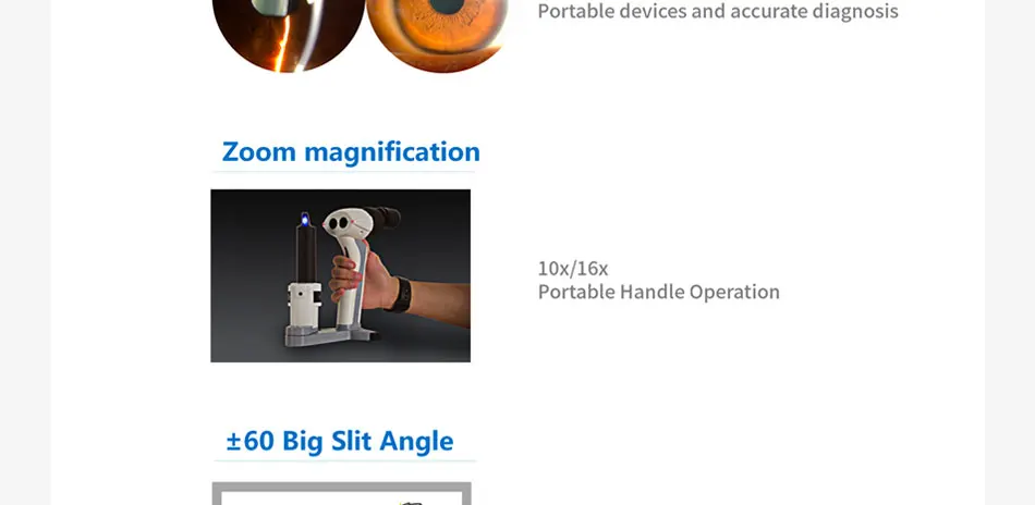 Ophthalmic 16mp Image Handheld Digital Portable Slit Lamp Handheld Slit Lamp Microscope