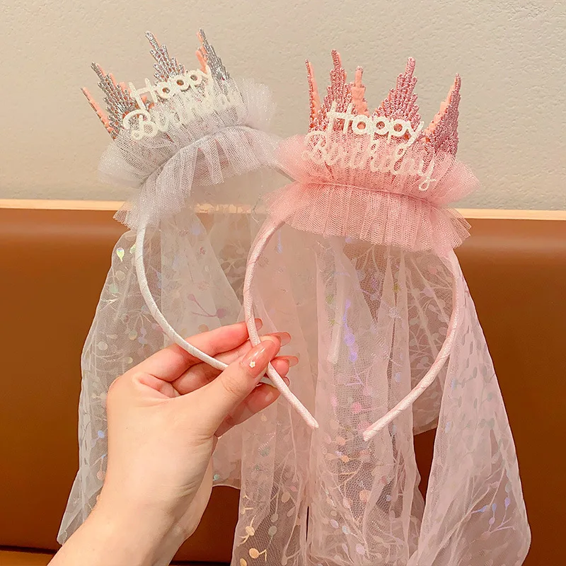 2024 New Fashion Cute Crown Princess Hair Band Accessories Happy Birthday  Party Girls Crown Princess Hair Band Kids Jewelry