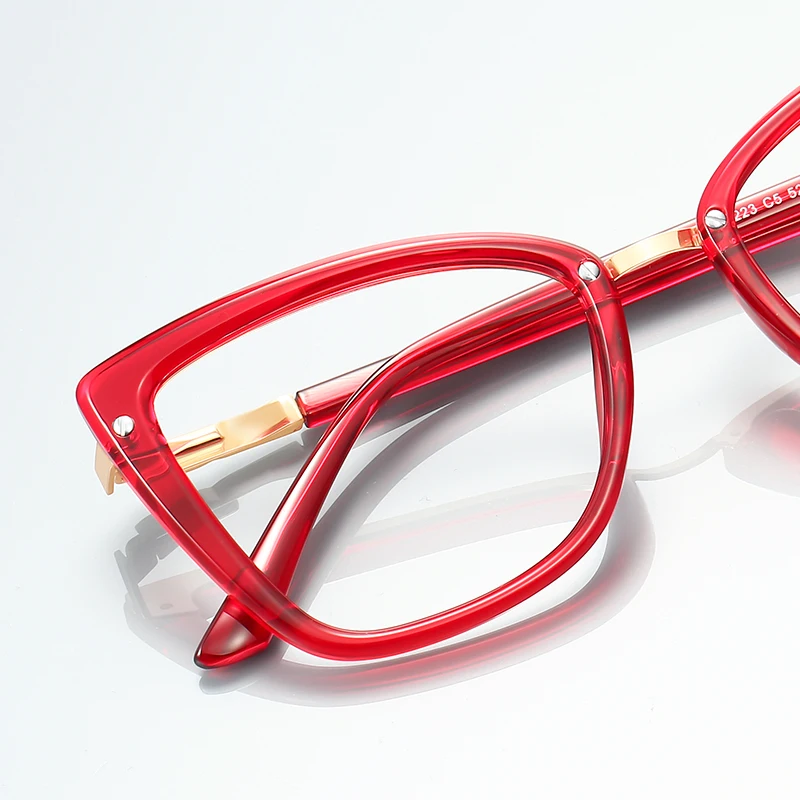 Newest Design Fashion Fancy Cateye Spectacle Frame Leopard Vogue Anti Blue Ray Clear Optical Glasses