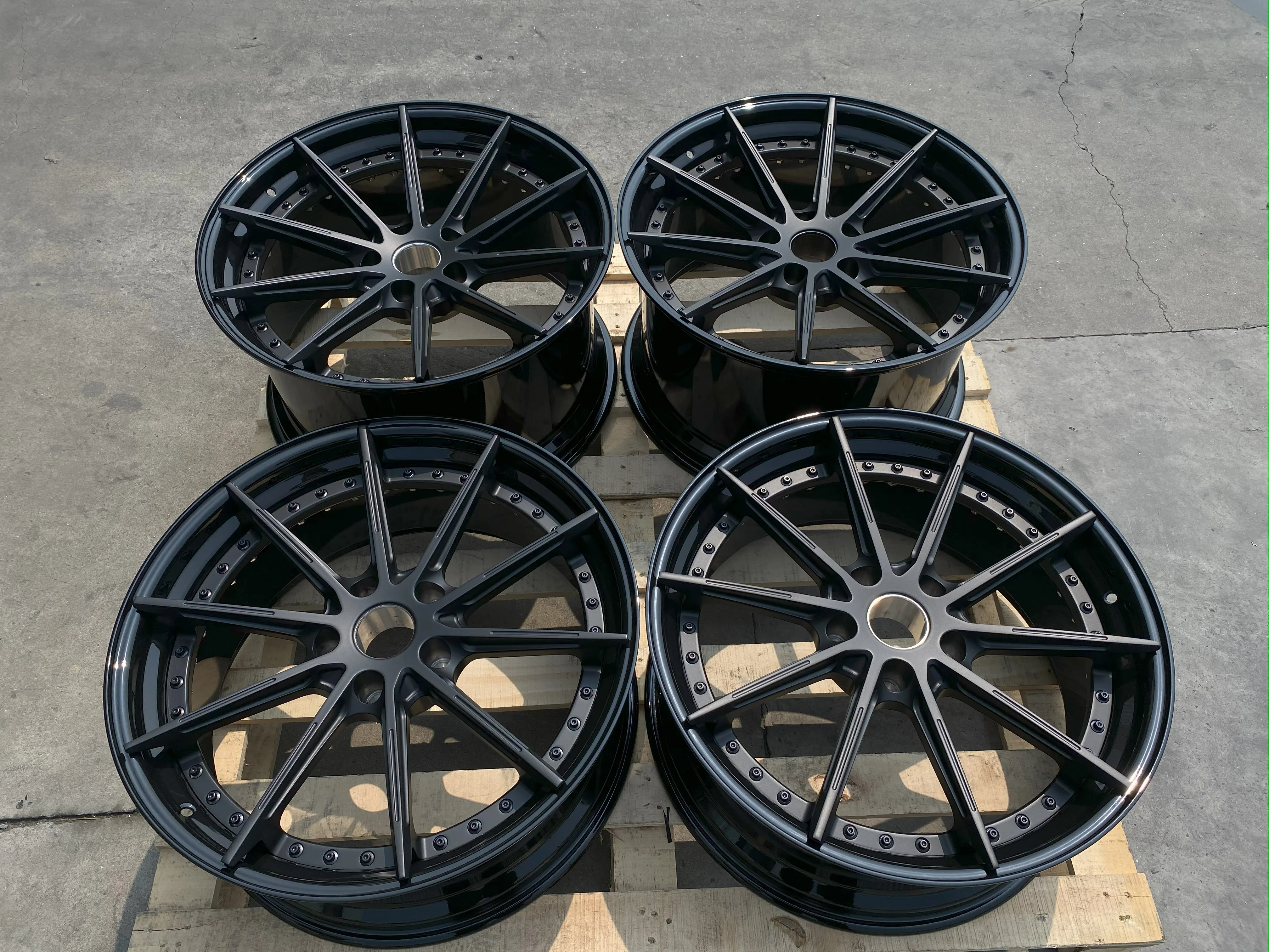 GVICHN Forged 2 piece black aluminum alloy custom wheels 16 17 18 19 20 21 22 23 24 inch 5x112 5x114.3 5x120 rim hub