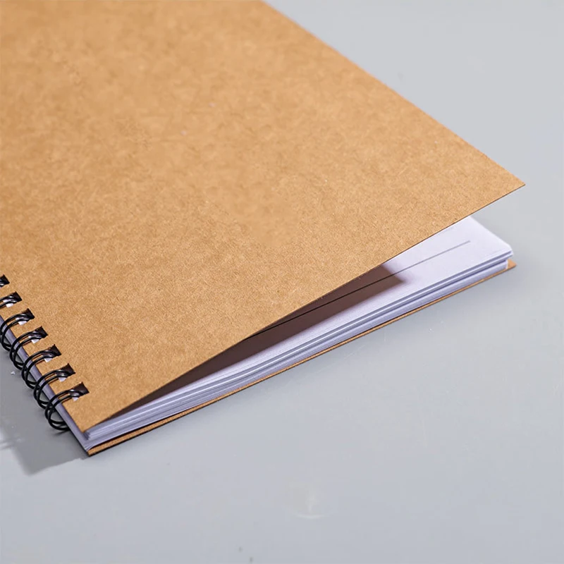 Custom logo print a5 kraft paper cover with printed spiral notebook cover coil notebook a5 cheap promotion notebook
