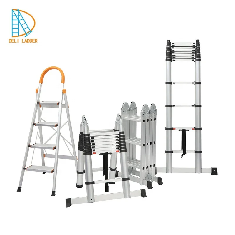 DELILADDER Multipurpose Big Hinge 4x7 Folding Step Ladders Retractable Multipurpose Aluminium Ladder