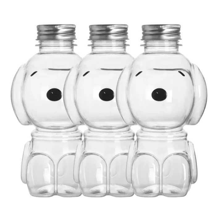 250ml 350ml 500ml 700ml Plastic Cute Animal Cat Dog Puppy Shape PET Bottles for Boba Tea Coffee Cold Juice Beverage