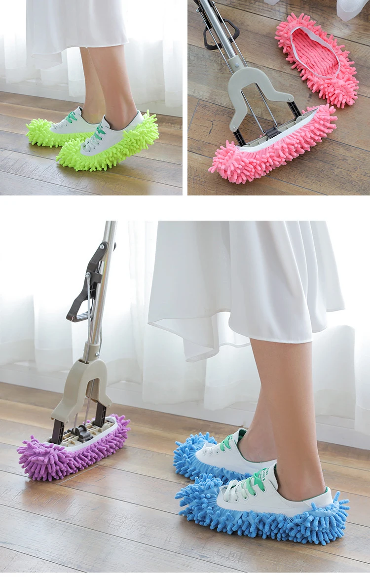 Washable Microfiber Floor Cleaning Mop Slipper Shoes Cover House Dust Clean Lazy 