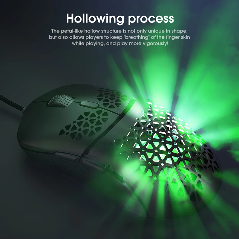 ONIKUMA CW911 White RGB 7200 DPI Gamer Mice Lightweight Computer Raton Gaming Mouse With Fan