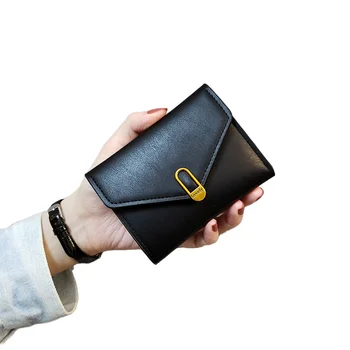 Fashion Slim Small PU Leather Short Wallet for Women Holds Credit Cards Business Cards IDs Coins Passports