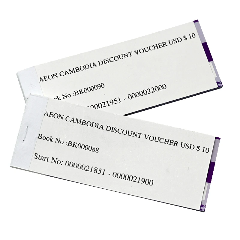 Индивидуальная печать, брошюра на ваучер со скидкой против подделки, оптовая продажа, купон, билет на ваучер для бизнеса