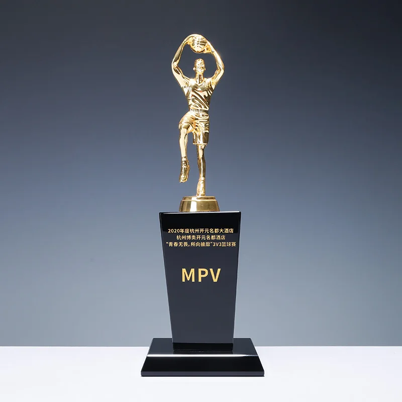 Factory Direct  k9 Crystal Metal  MVP Basketball Trophy With Custom Design manufacture