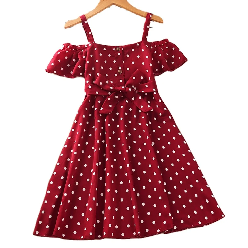 Robe de princesse pour filles, à manches courtes, motif à pois, vêtements  pour enfants, populaires, vente en gros, collection été 2022