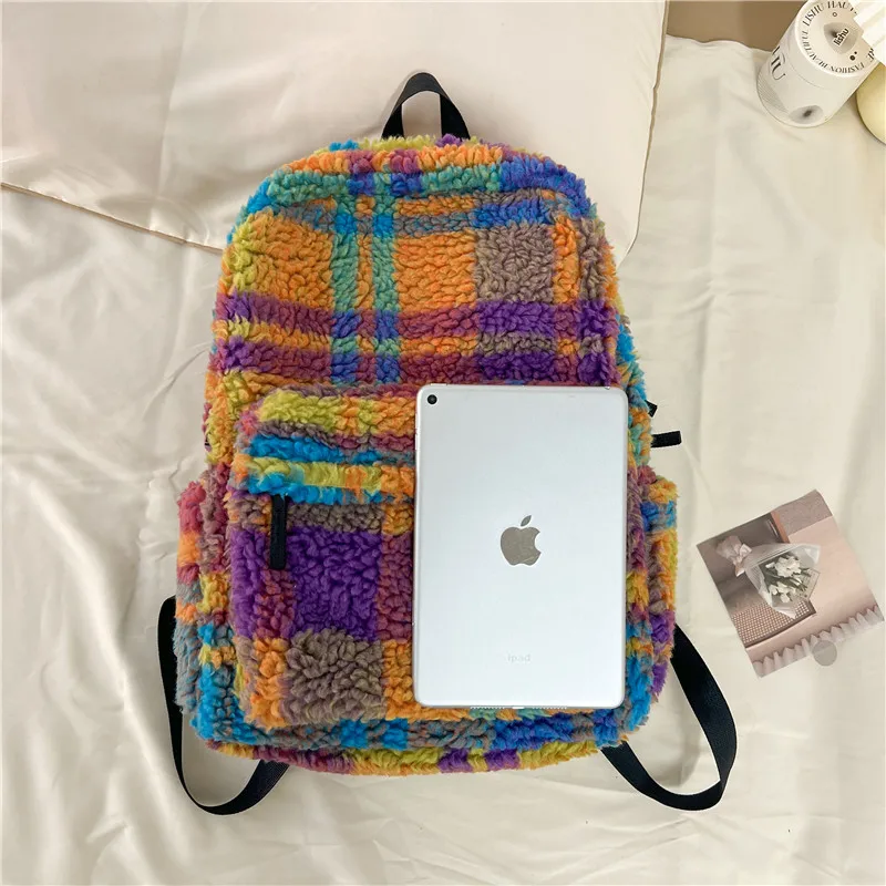 Fashion Children School Bags Cute Fleece Kids Plush  Backpack Boys Girls School Bags Mini Mochila College Book Bag Winter