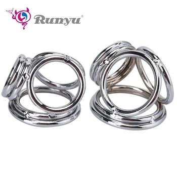 Stainless Steel Triple Cock Ring Ripped Male Used Penis Ring Sex Toys ...