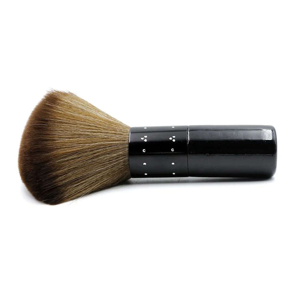 Professional Hair Stylist Cutting Soft Goat Hair Barber Brush Black Round Handle Shaving Brush