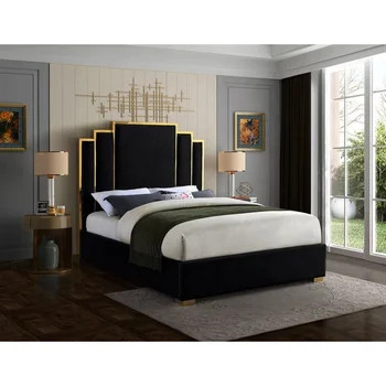 Royal Bedroom Set Upholstered Storage Queen King Size Plywood Bed Frame