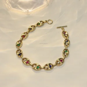 Luxury 18K Gold Lab-Grown Diamond Bracelet - 13.43g 17.5cm Fashion Gemstone Chain for Women