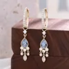 14k gold lab sapphire earrings