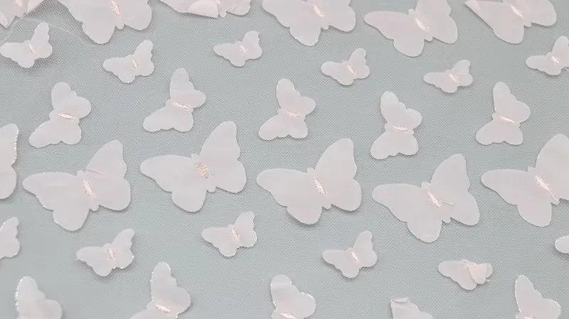 Hot Selling Polyester 3D Butterfly Applique Tulle Mesh Bridal Lace Fabric for Wedding Dresses and Girls' Gowns 12 H33015101c9e44270a7bde1d974633c6dB