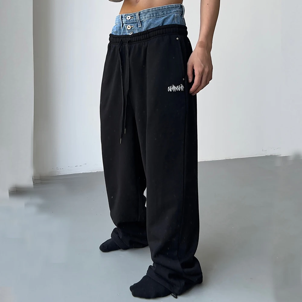 New Design Streetwear Jogger Denim Jean Stacked Men Sweatpants Joggers ...