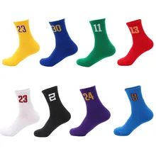 Classical Numbers Athletic Golf Sport Socks Cotton Logo Custom Embroidery Socks Men Crew