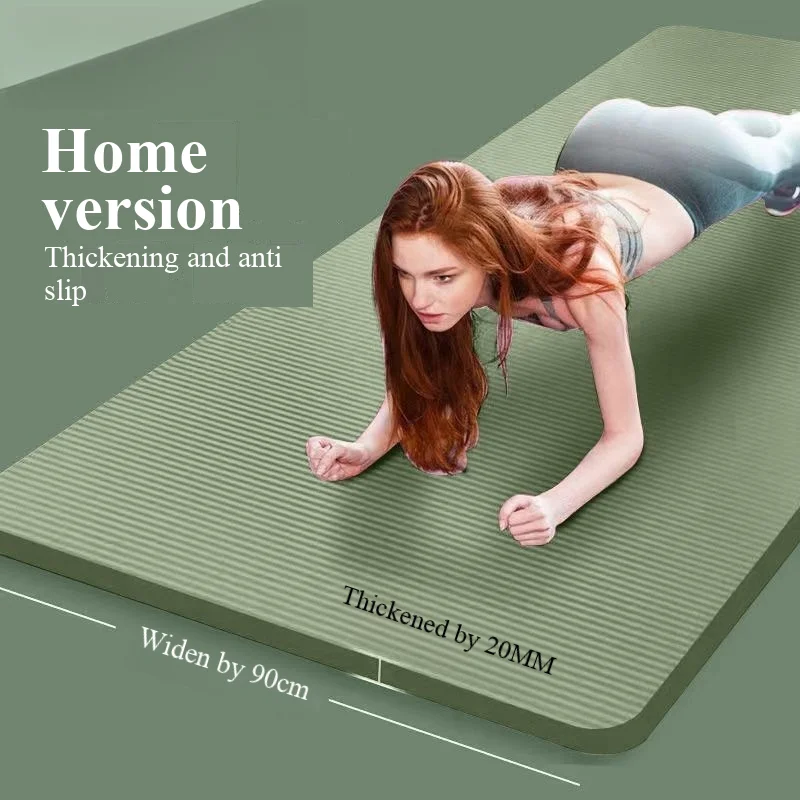 NBR Yoga Mat Nitrile Rubber Non Slip Thickened Widened Extra Long 20mm Thickness 185cm Easy-Clean Beginners Home Fitness