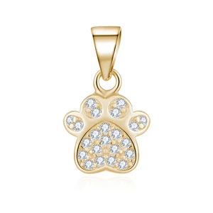 925 Sterling Silver Dog Paw Necklace Pendant with Rhodium and Gold Plating Zircon Charm Pendants