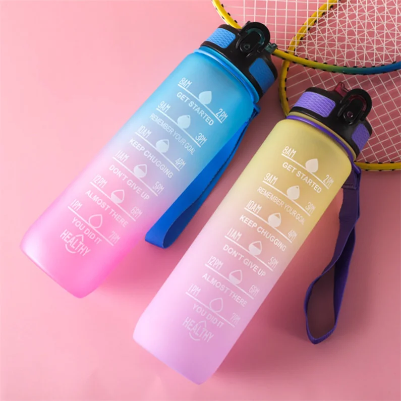 Пользовательские 1000 мл многоразовые Bpa бесплатно Пластиковые тренажерный зал Botella De Agua Мотивационная бутылка для воды