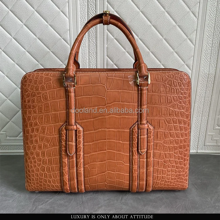 Luxury designer high quality handmade real exotic skin genuine crocodile leather briefcase and men business bag