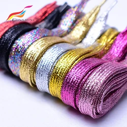 Polyester flat shoelaces Tubular Silver Glitter Shoelaces for Sneakers