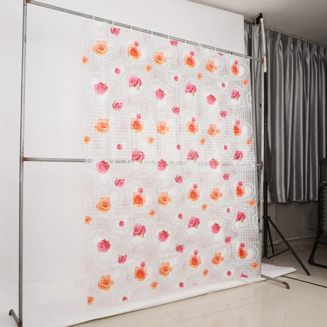 Solid Color  and Custom Printed Waterproof Transparent Plastic Foldable Shower Curtain