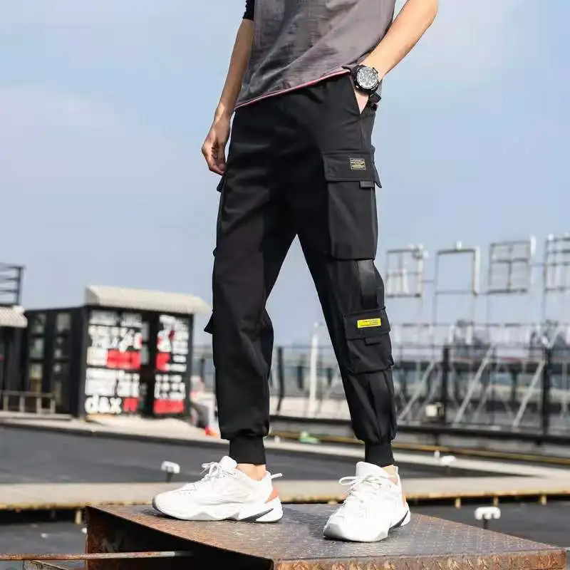 Side Pockets Cargo Pants Men Harem Pants Men Ribbons Black Hip Hop Casual  Male Joggers Trousers Fashion Casual Streetwear Pants - Buy Cargo Pants