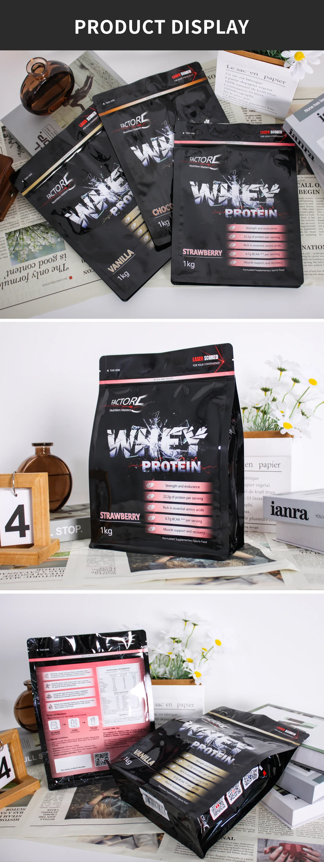 High Barrier 1kg Custom Printed Laminated Foil Flat Bottom Plastic ...