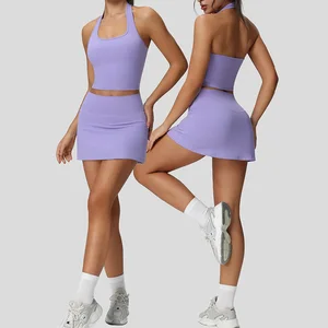 Roregal New Fitness Yoga Tank 2 Piece Set Women's Toga Tennis Dress with Built-In Shorts 2-Piece Activewear Set