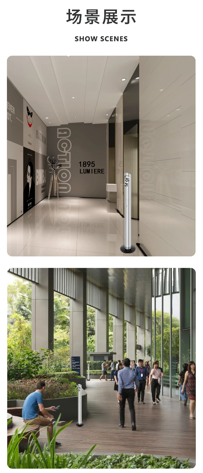 Weatherproof Ashtray Stand Outdoor Ashtray Column Cigarette Butt Receptacle Cigarette Butt Disposal Column 36-inch Metal Silver