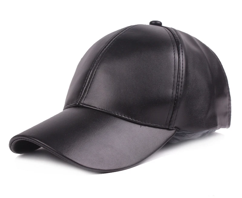 wholesale PU  black plain blank leather cap bat leather caps and hats men leather base ball cap