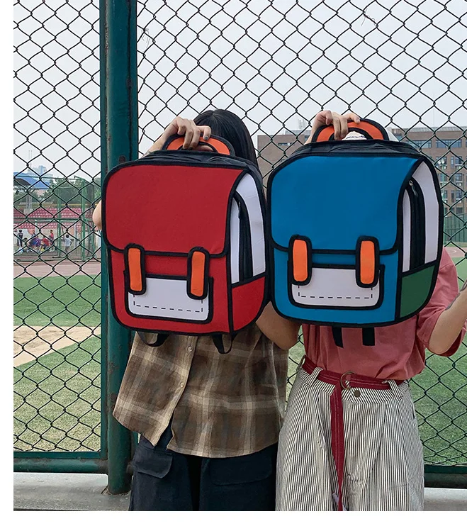 Durable 2D Cartoon Nylon Backpack Stationary School Supplies Bag for  Students Teenage Boys Girls