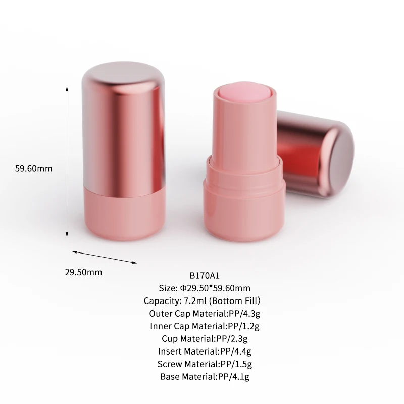 Choebe New pp 7ml Mini Vacuum Plating pink Top Fill Bottom Fill Cosmetic Packaging Rotating Lip Balm Tube Lipstick Container