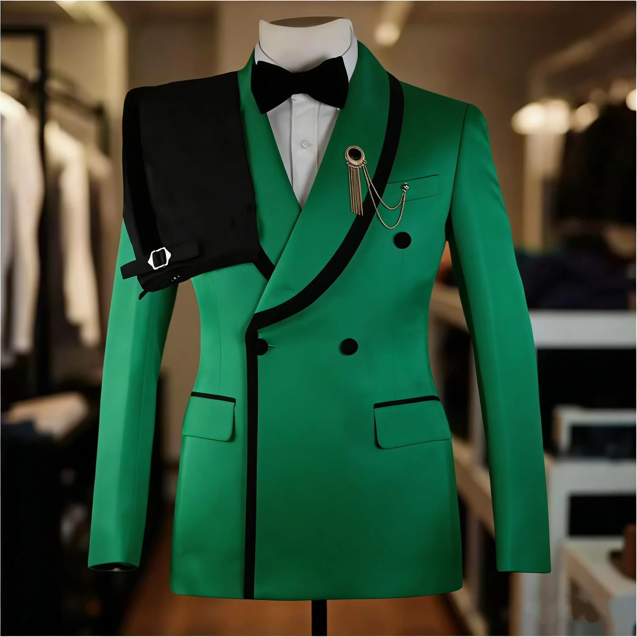 2026 New lb Suits for Men 2 Pieces Double Breasted Groom Tuxedo Formal Shawl Lapel Custo aperçu 14
