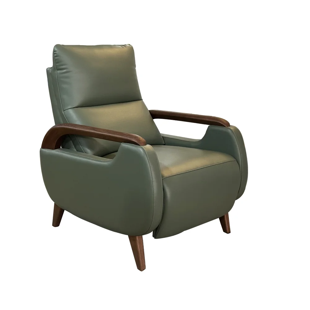 Solid Wood Armrest Power Lift Recliner Heavy-Duty Leather Electric