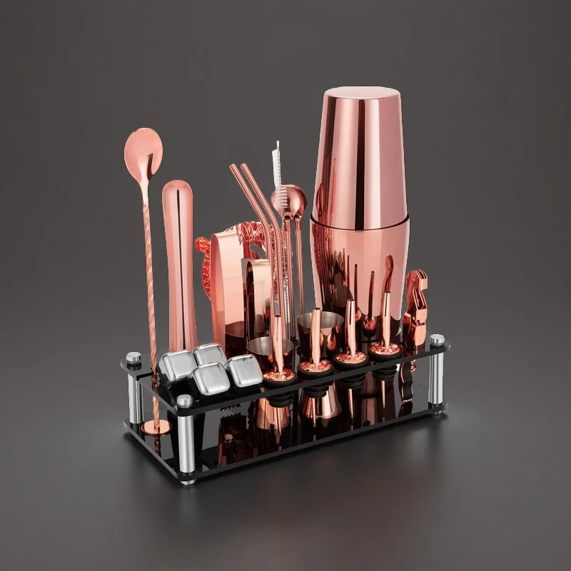 International Latest Design Cocktail Shaker Sets Stainless Steel Reusable Travel Gift Bar Accessories with Custom Logo