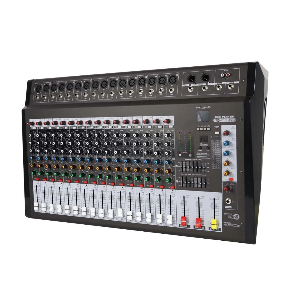 350w 16 Channel Console Mixing 16 Dsp Effects Usb Interface Sound Power Audio Mixer