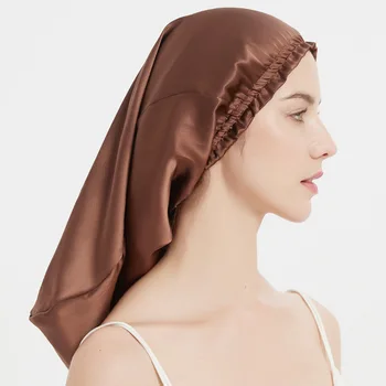 100% Mulberry Silk Extra Large  Long Silk Hair Wrap Bonnet Sleep Cap for Curly Hair