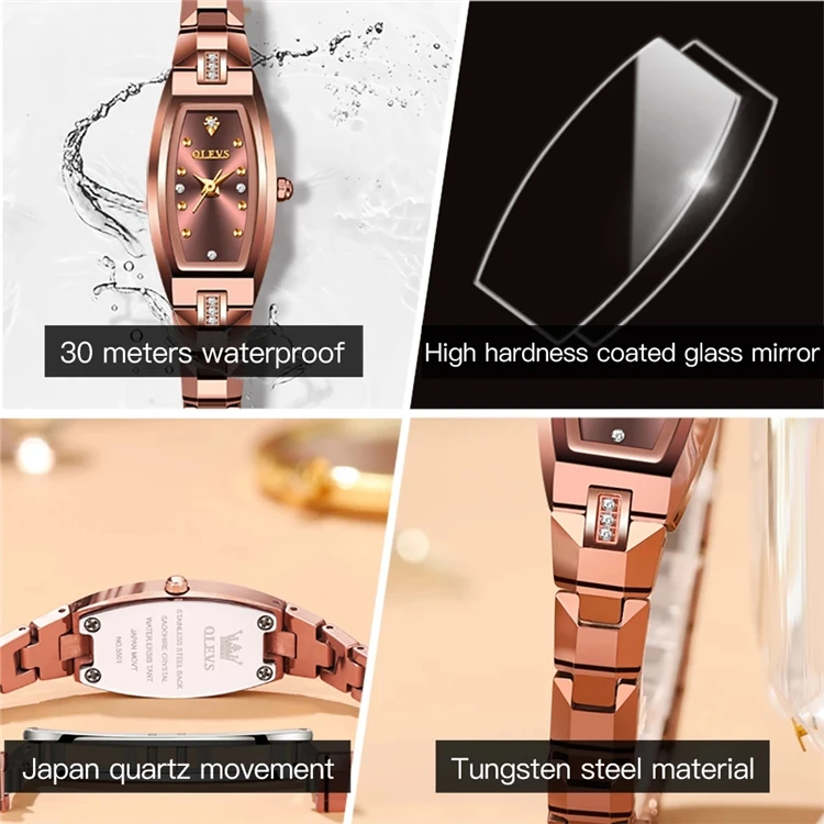 OLEVS Orologio da donna con diamanti al quarzo, analogico, in acciaio