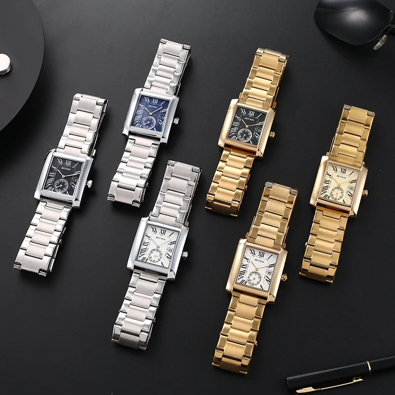 JewelryWe Orologio Analogico Da Uomo E Donna Con Calendario, Numeri Romani E Zirconi - Impermeabile 30m, Regalo Con Borsa