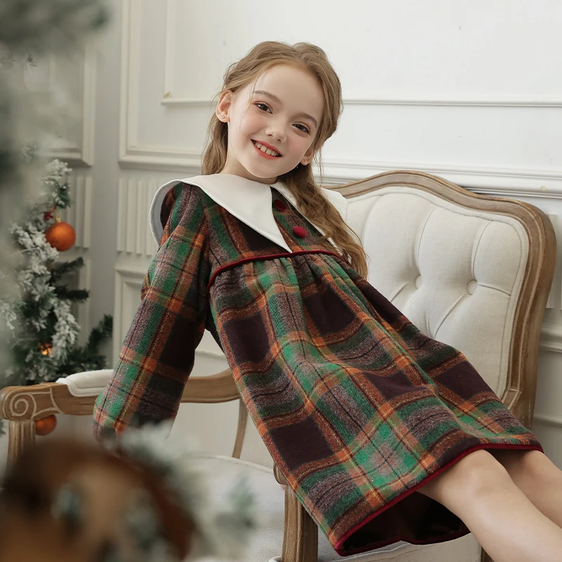 Plaid Dress Fall Dresses For Girls 2024 Baby Girl Fall Long Sleeve