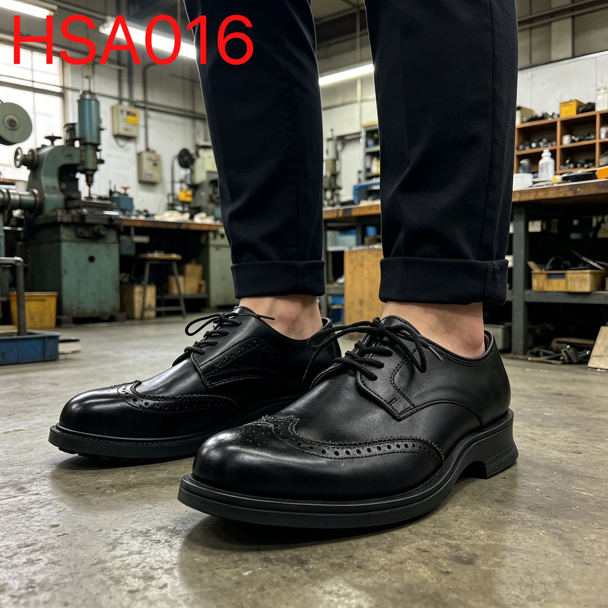 YYR, Scarpe di sicurezza per manager con punta in acciaio e design a punta alata, leader di fabbrica, molto apprezzate in Malesia, calzature di sicurezza in pelle pieno fiore HSA016