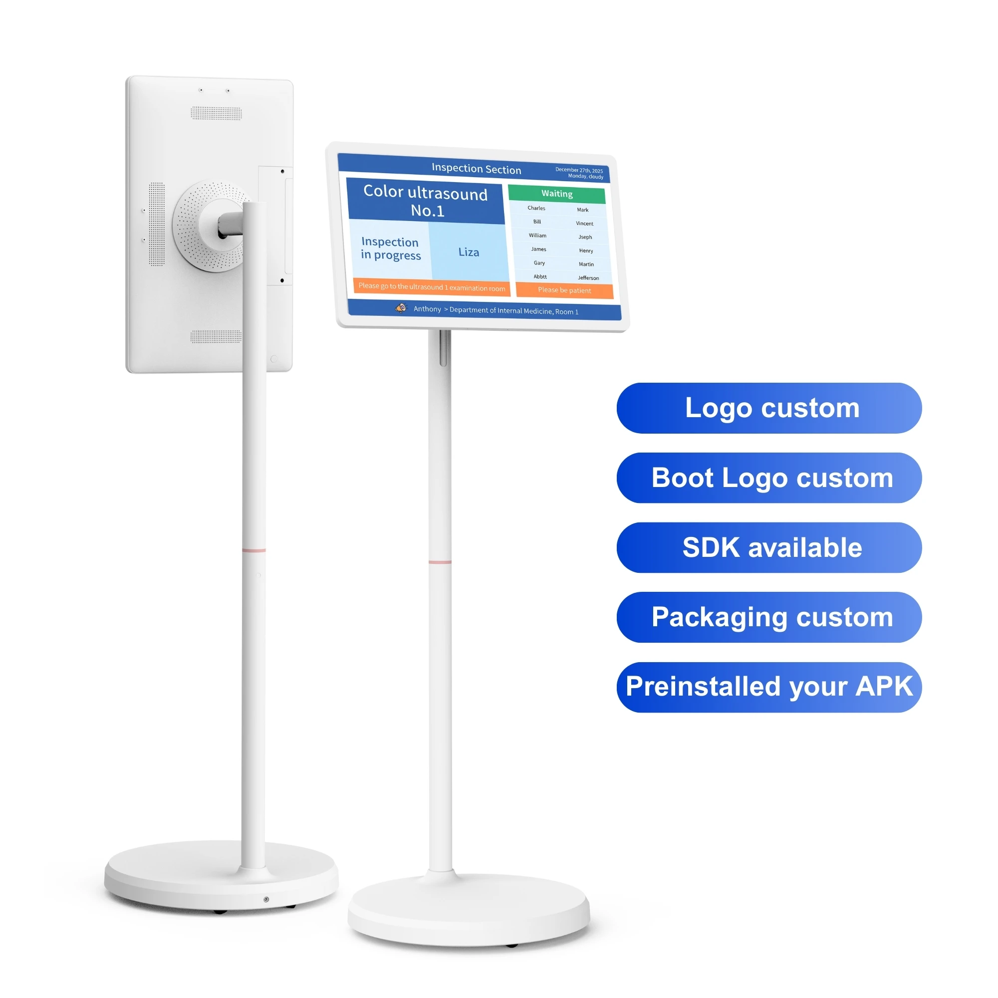 24-Inch RK3588S2 Android 13 Portable Monitor 8+128GB FHD Stand Optional for Business & Hospital Use Digital Signage Displays
