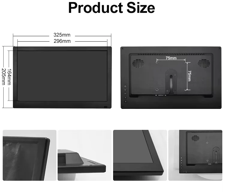 Factory 13.3" Industrial LCD Monitor Full HD 1920x1080 IPS Panel LED Display with Built-in Speaker for Desktop Use