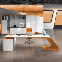 Modern Simple Style Office Furniture Unique Shape Office Desk CEO Manager Desk With Chair