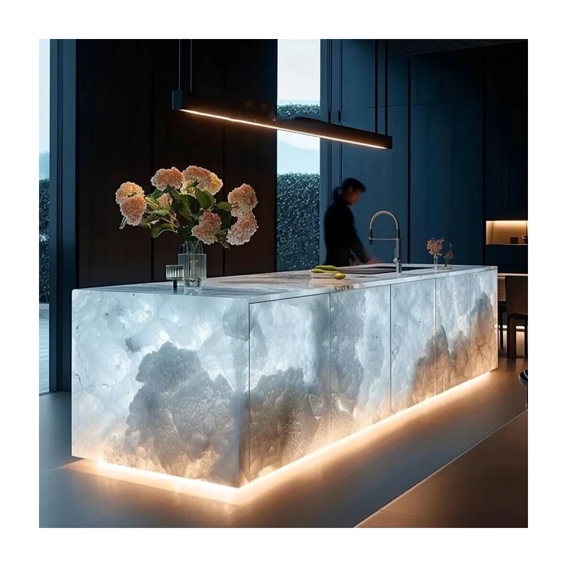 Tilpasset størrelse 1000x1000x30 mm moderne marmorsofabord med blå onyx-polering, euphotisk rektangulær luksusmøbel til stue